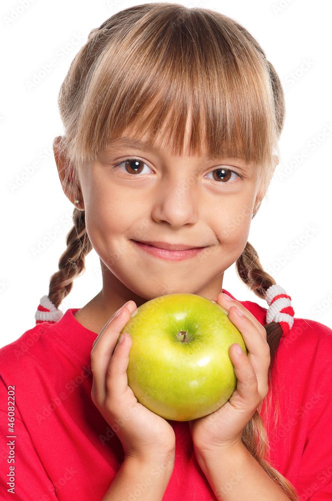 Little girl with apple