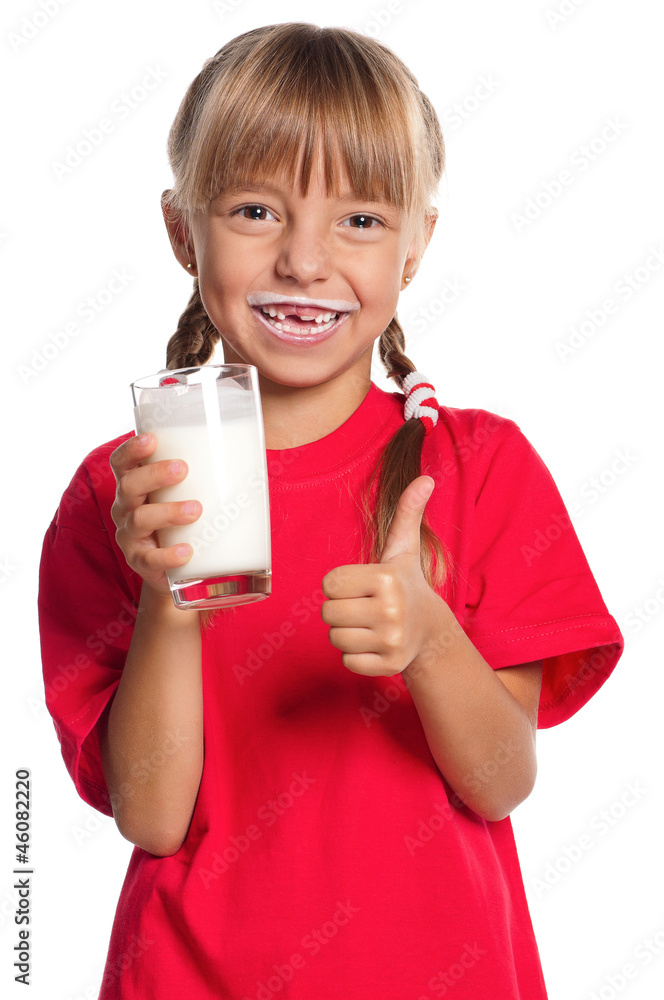 Little girl with glass of milk