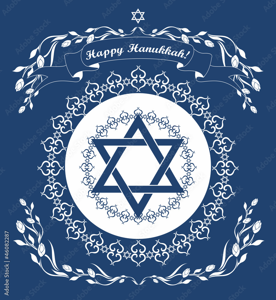 Jewish Hanukkah holiday background with magen david star - vect