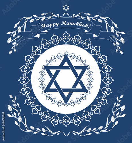 Obraz na płótnie Jewish Hanukkah holiday background with magen david star - vect w salonie