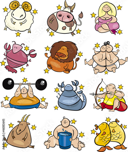 overweight cartoon zodiac signs