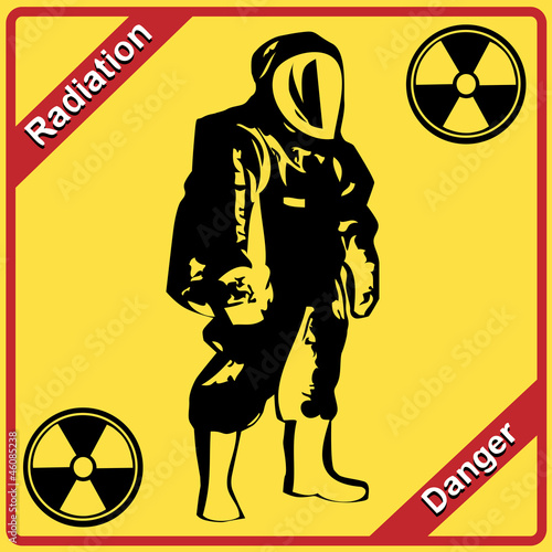 Radiation suit - sign radiation. Danger.