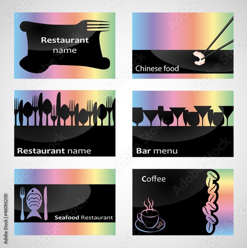 Set of 6 business cards. For cafe and restaurant