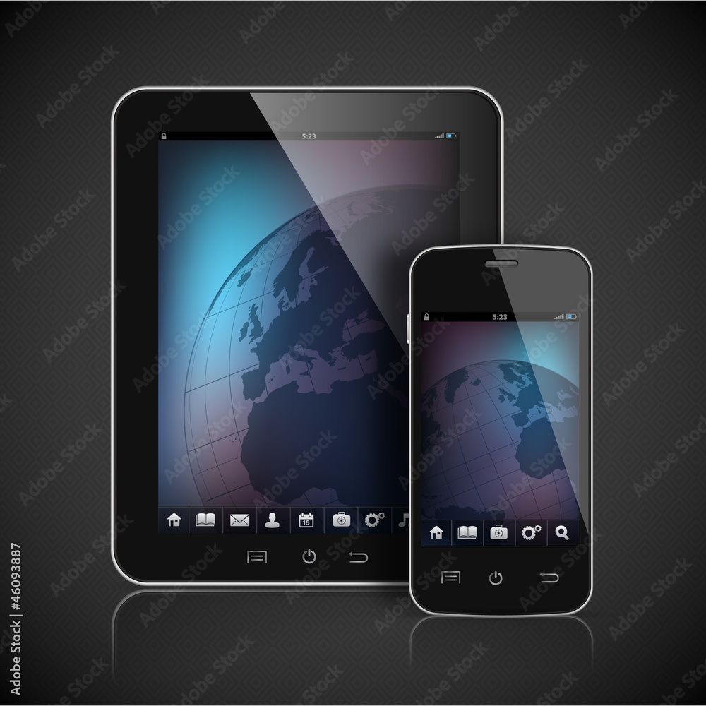 Realistic vector tablet computer and mobile phone template