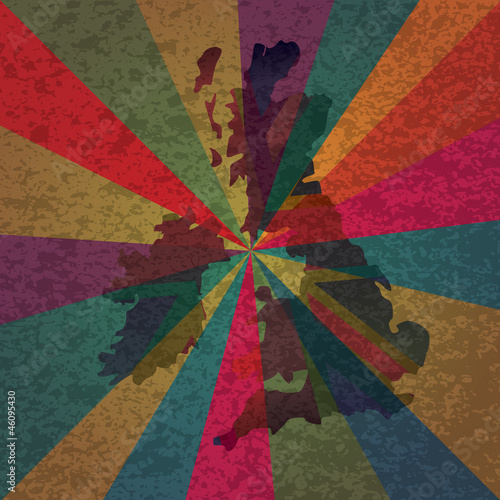 UK Breat Britain Flag on Rays Background