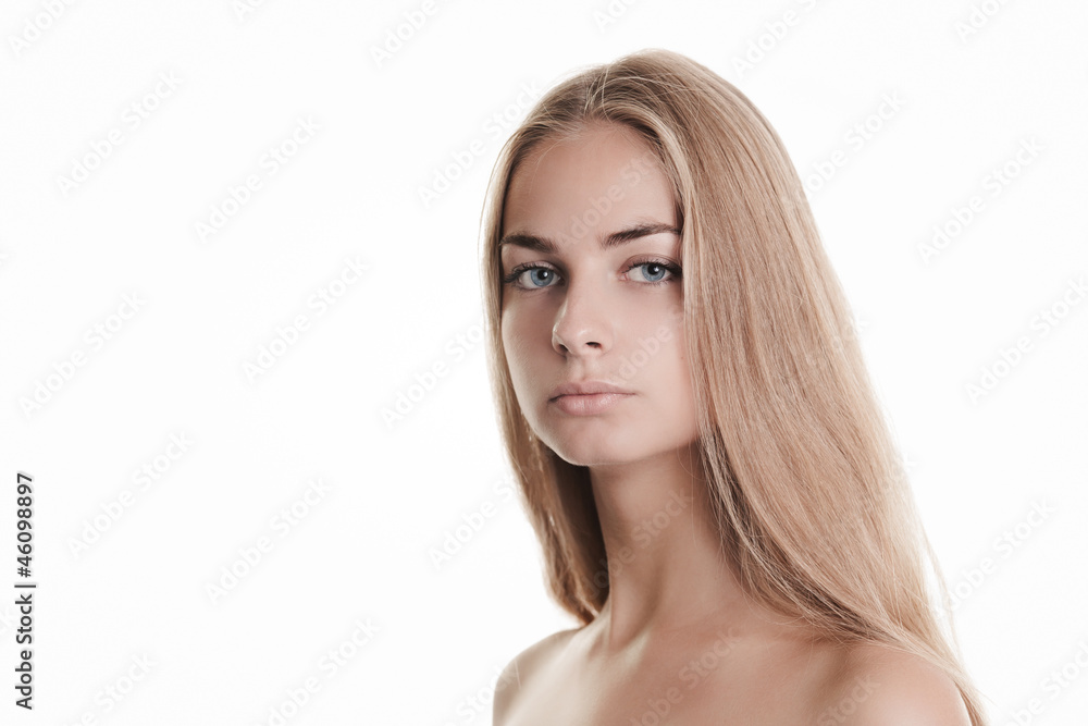 Blond beauty on white Blond beauty on white