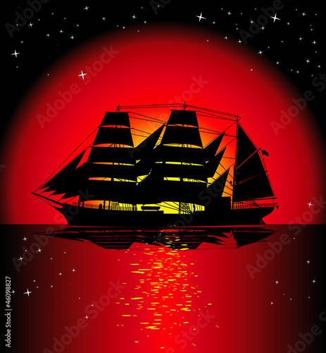 sailboat at sunset