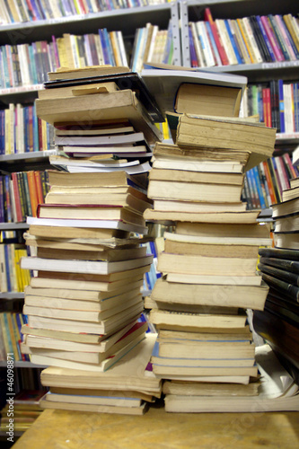 Piled books