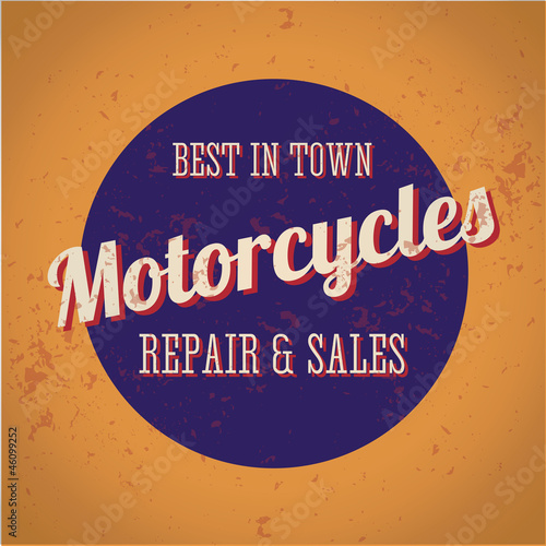 Bild auf Leinwand Motorcycles repair and sales - best in town - vintage vector