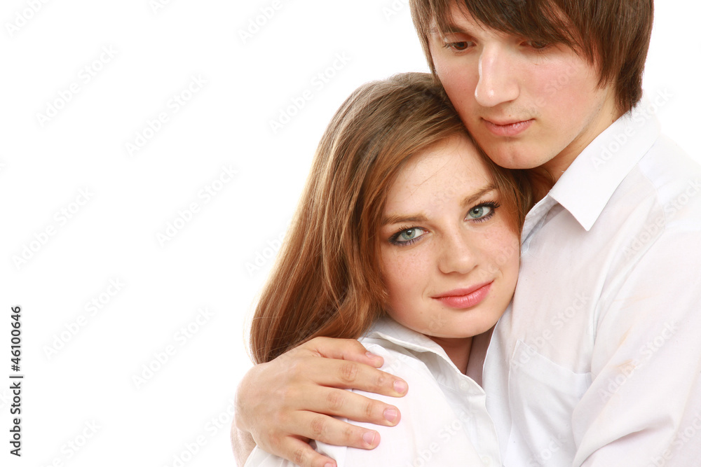 A beautiful smiling couple - on background A beautiful smiling couple - on background