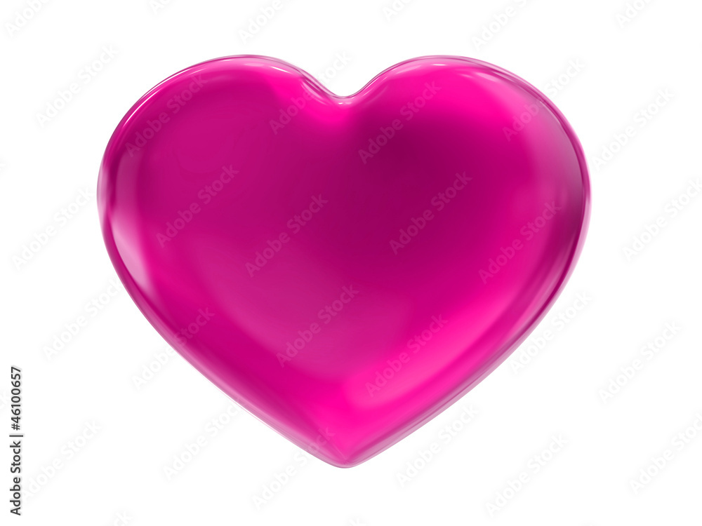pink heart on white bg