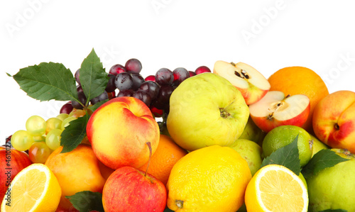 Assortment of exotic fruits isolated on white