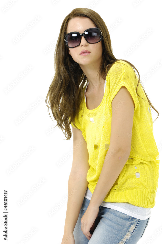 Portrait of young sexy woman with sunglass posing Portrait of young sexy woman with sunglass posing