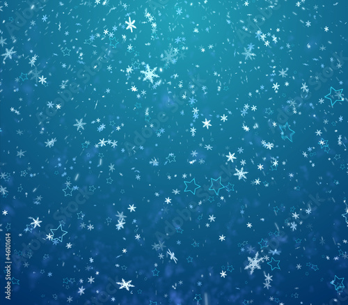 The winter background, falling snowflakes and stars