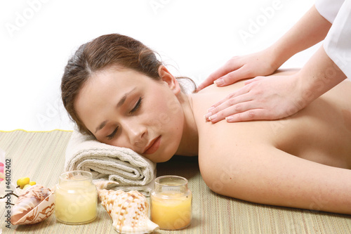 A woman getting a massage, lying