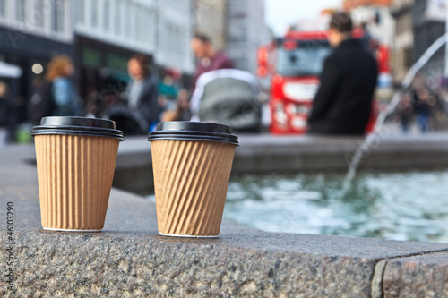 Photography coffee cups in the city
