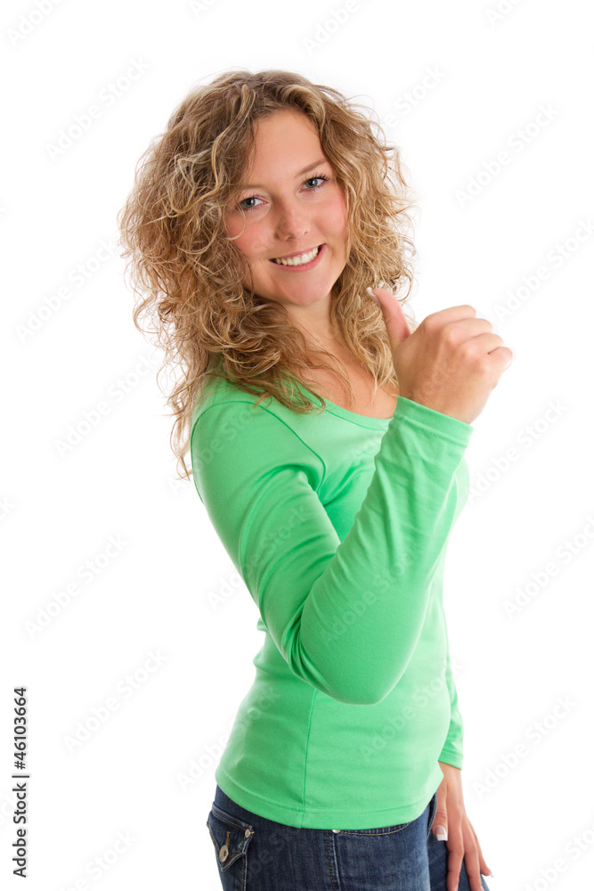 Blonde glückliche junge Frau Blonde glückliche junge Frau