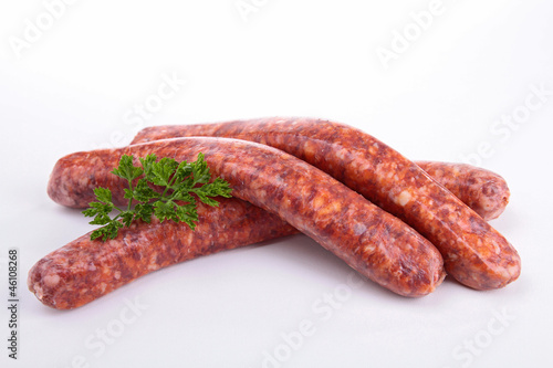 isolated raw sausage