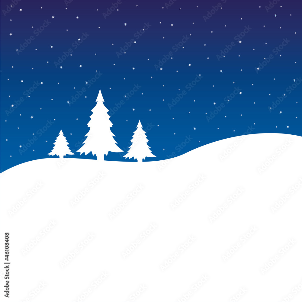 Weihnachten - Hintergrund - Bäume - Sterne - Blau/weiß