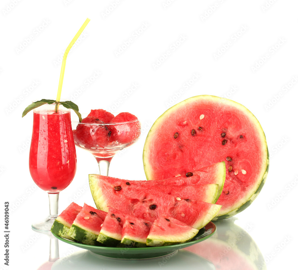 Refreshing desserts of watermelon isolated on white Refreshing desserts of watermelon isolated on white