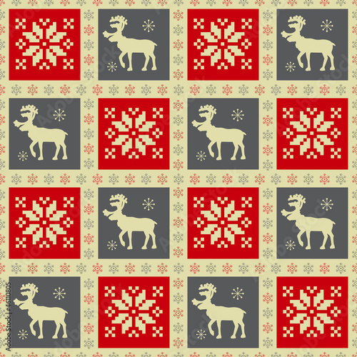 Christmas seamless pattern with reindeer