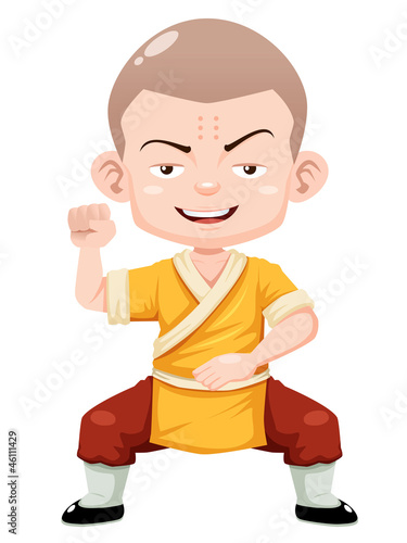 illustration of Cartoon Shaolin boy vector