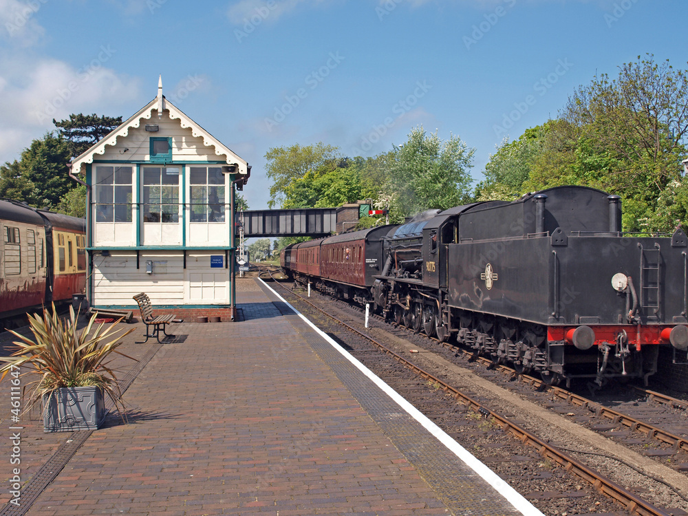 Steam engine No 90775 at  Sheringham Station.