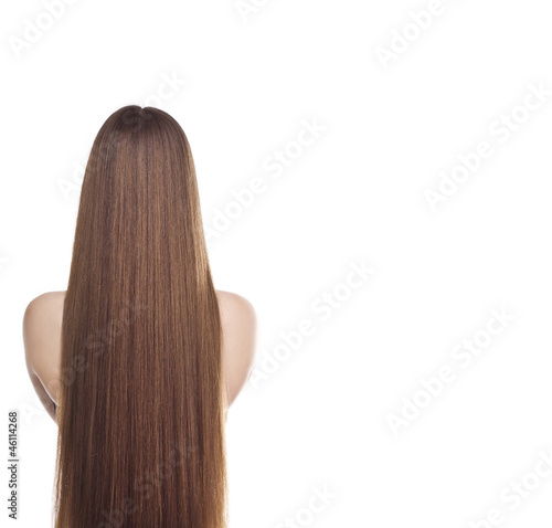 Beautiful long hair. Studio on white