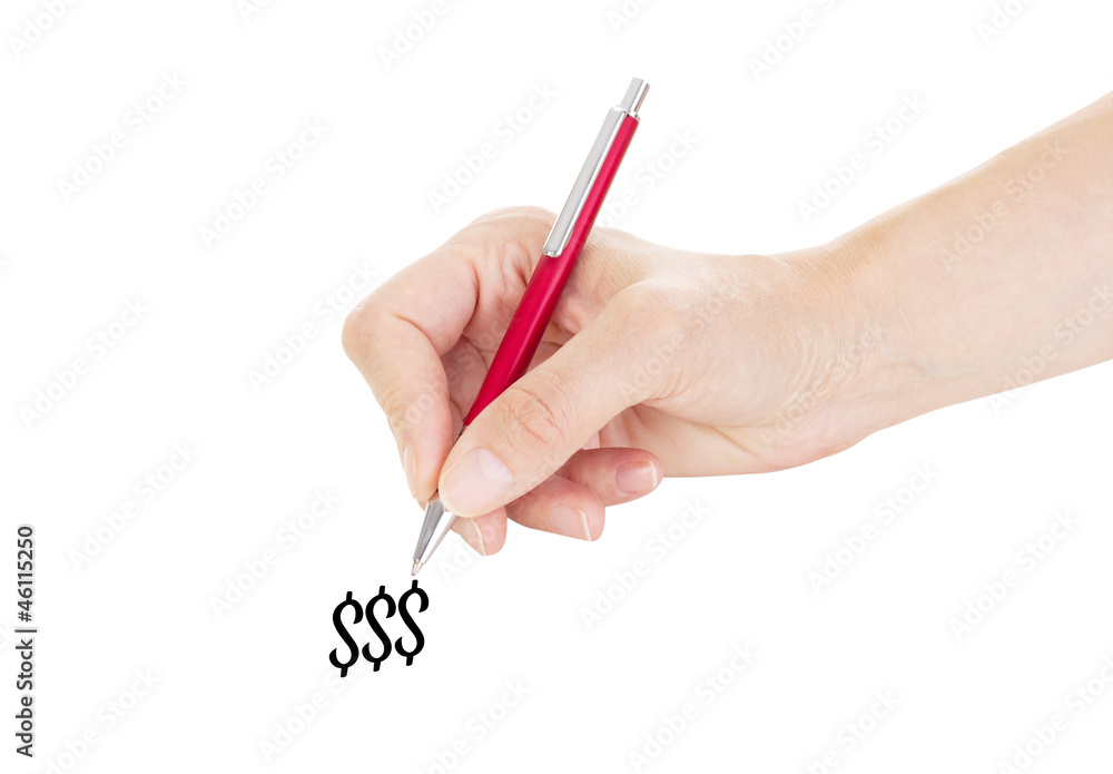 Hand with pen isolated on white background Hand with pen isolated on white background
