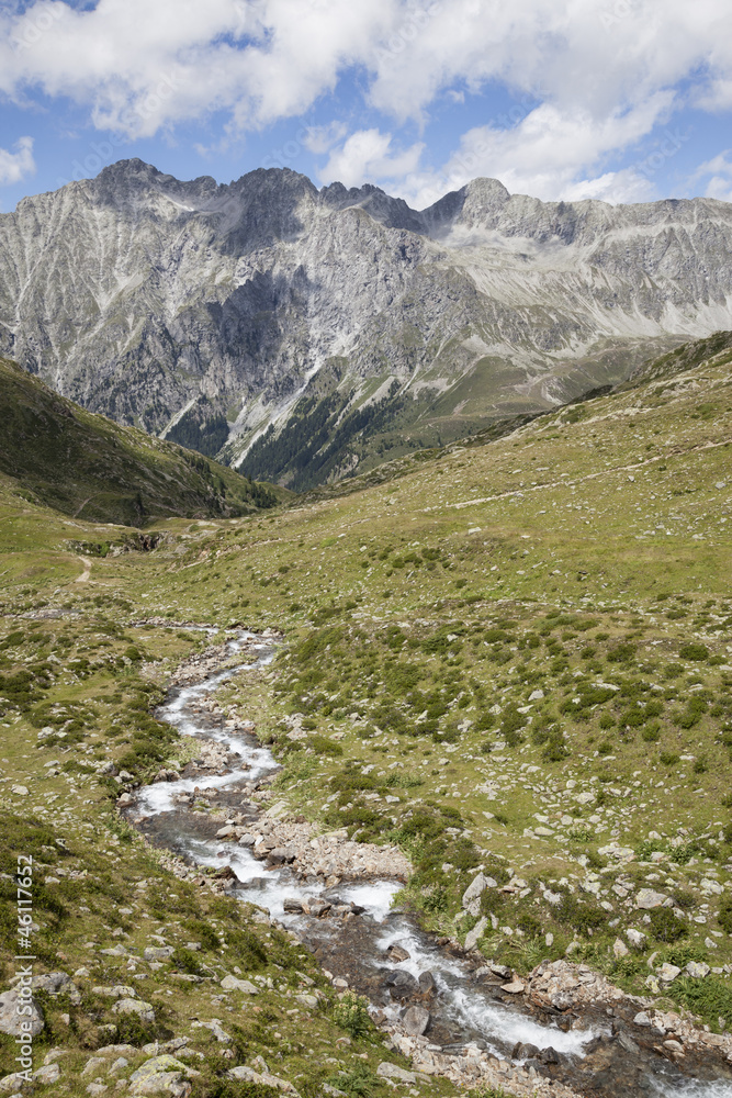 Creek in high mountain valley, Austrian/Italian Alps. Creek in high mountain valley, Austrian/Italian Alps.