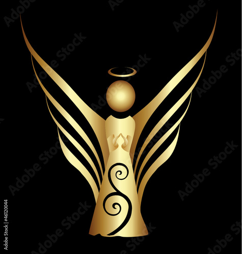 Gold Angel ornament vector