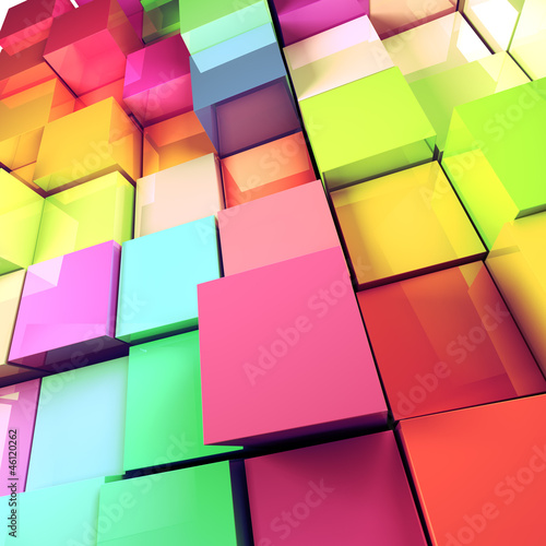 fondo abstracto de cubos de colores © C.Castilla
