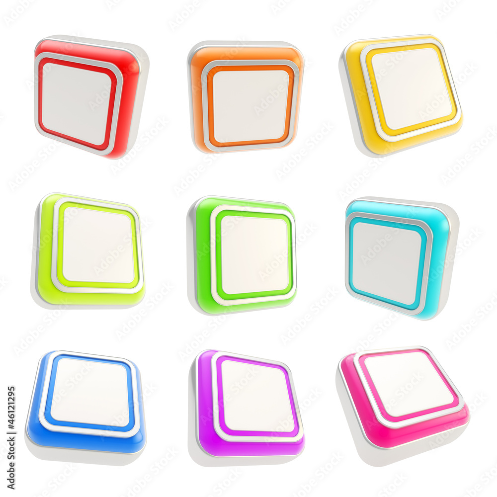 Square glossy buttons isolated on white Square glossy buttons isolated on white