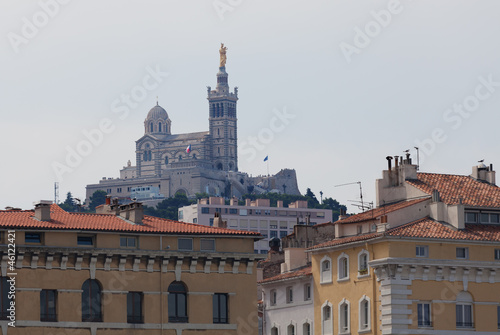View of Marseille and basilica Notre-Dame de la Garde. France.