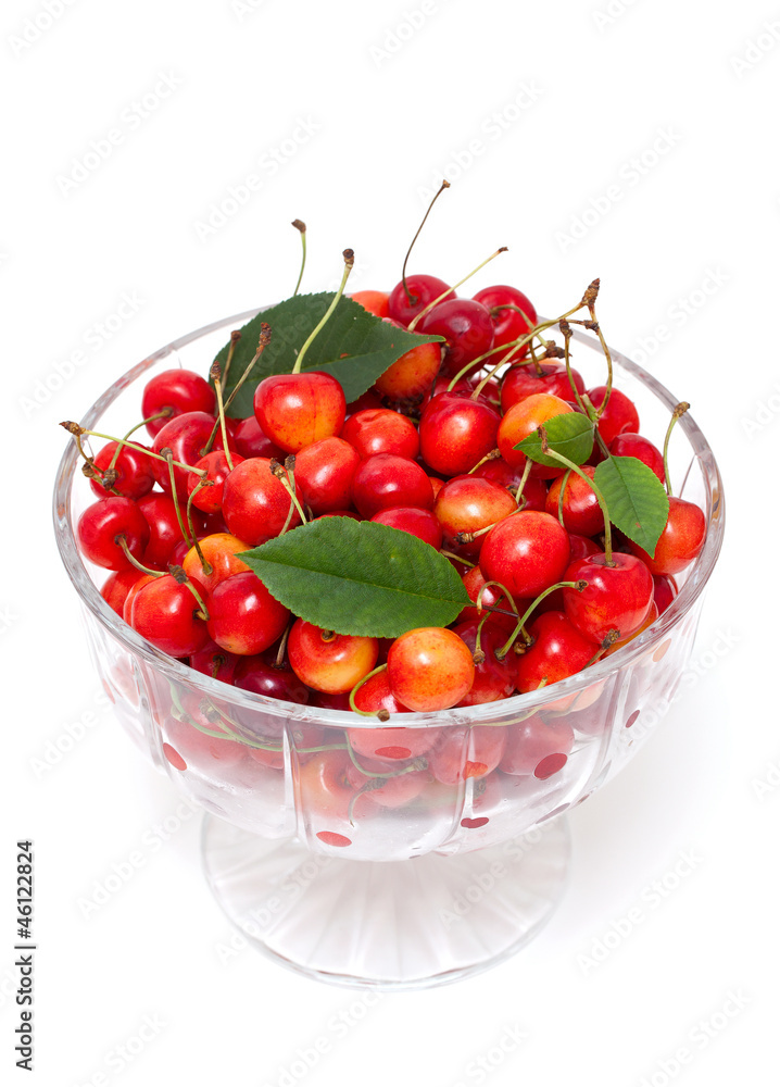 cherries in a beautiful glass dish cherries in a beautiful glass dish