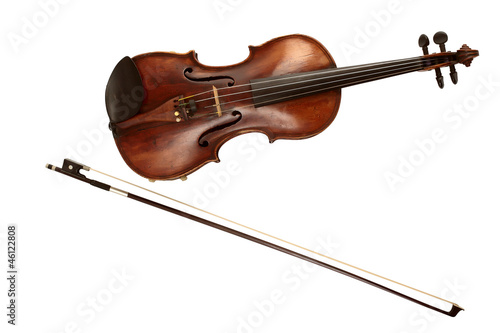 Old Dusty Violin with Bow