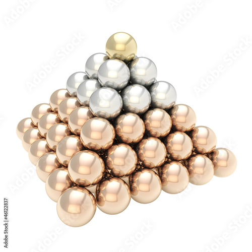 Pile pyramid of glossy sphe...