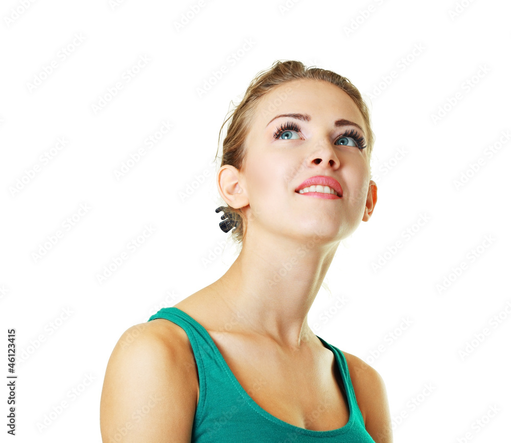 female model face close up looking up female model face close up looking up