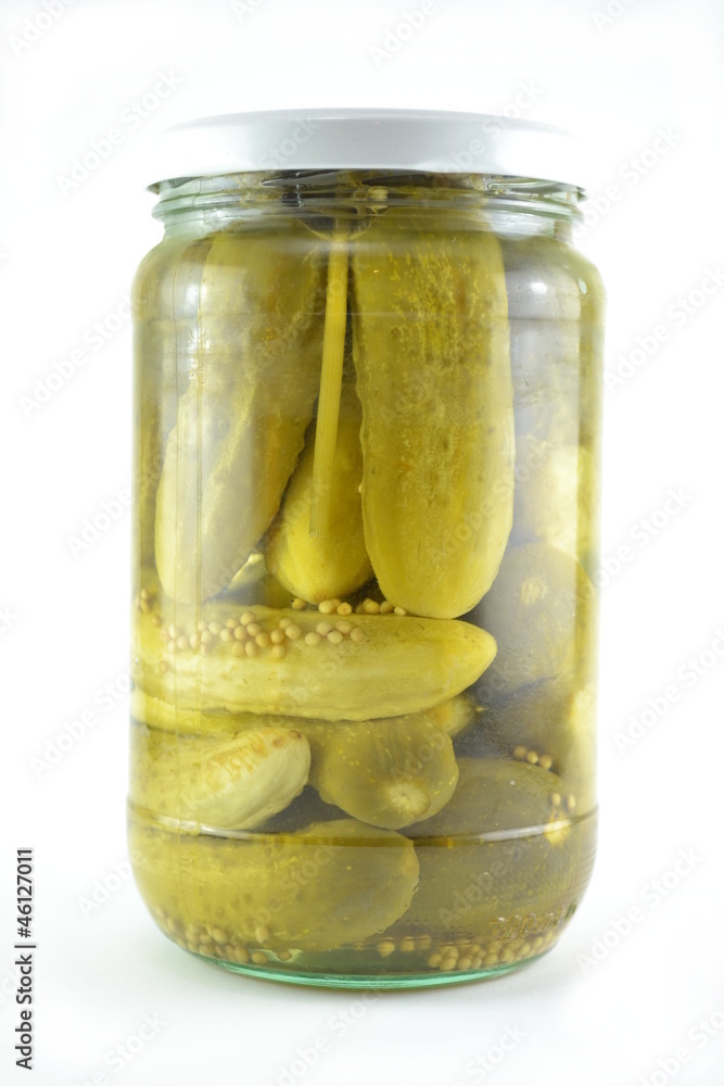 Object on white backgraund - food pot with cucumber Object on white backgraund - food pot with cucumber