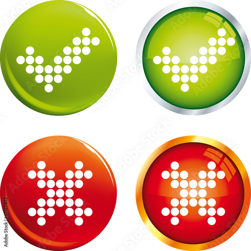 Tick and cross buttons
