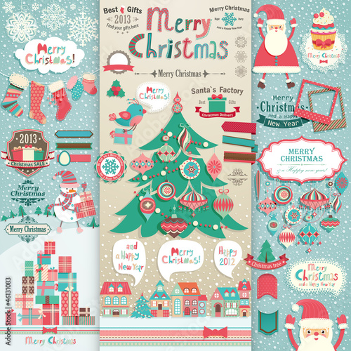 Christmas scrapbook elements.