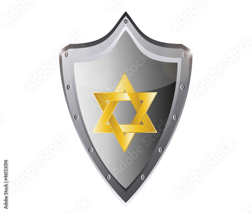 hebrew Jewish Star of magen david in black metal button