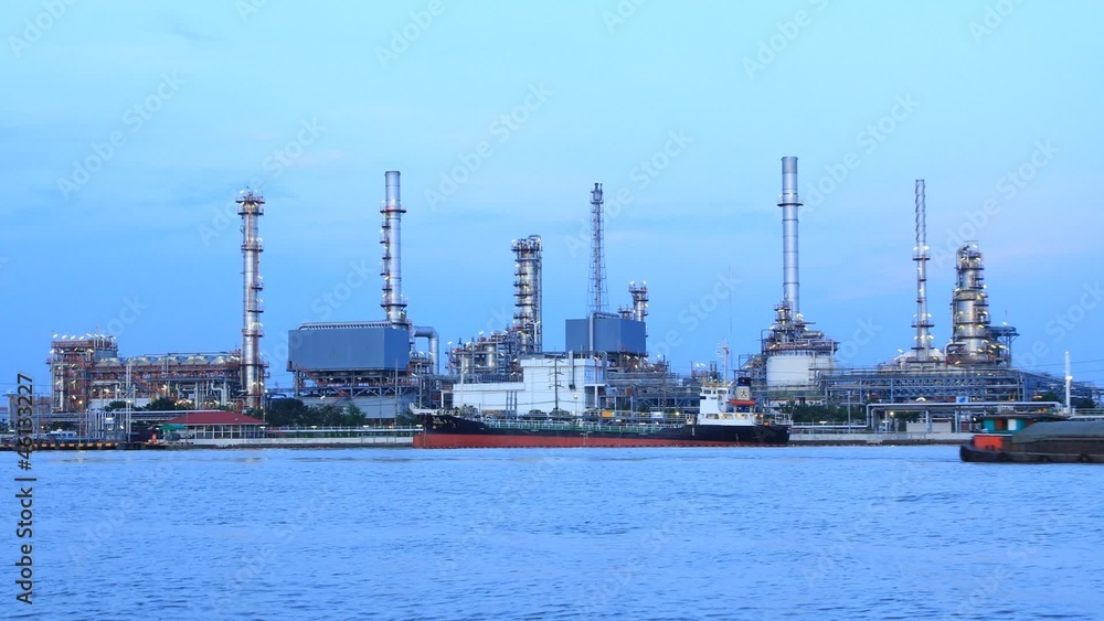 River and oil refinery factory with reflection River and oil refinery factory with reflection
