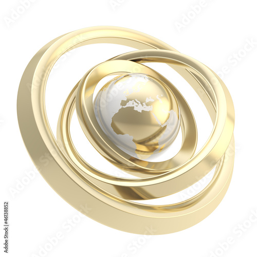 Earth globe emblem inside t...