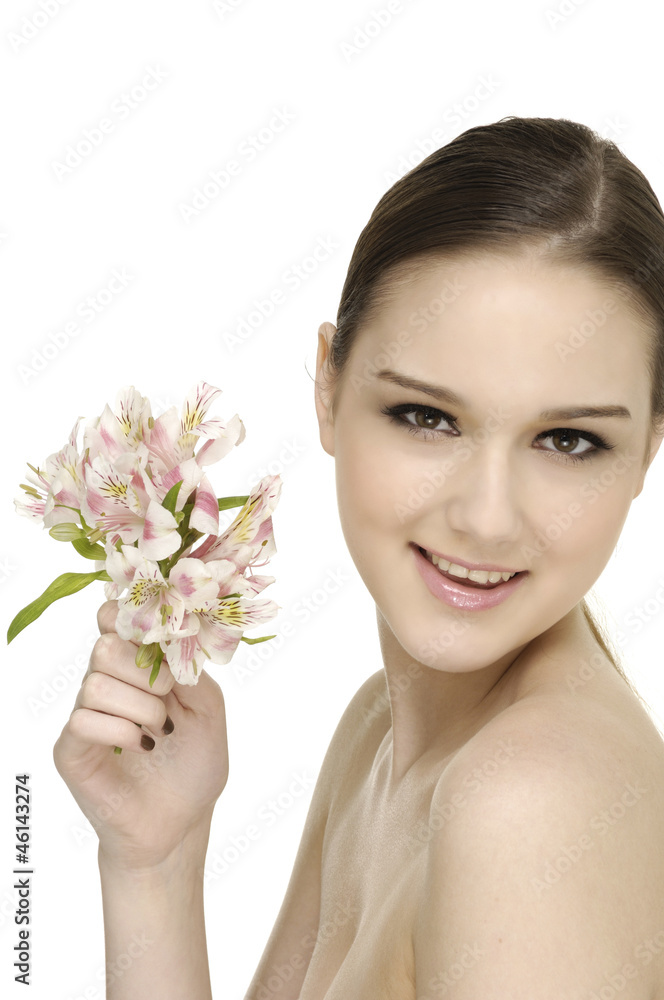 picture of beautiful woman with white flower picture of beautiful woman with white flower
