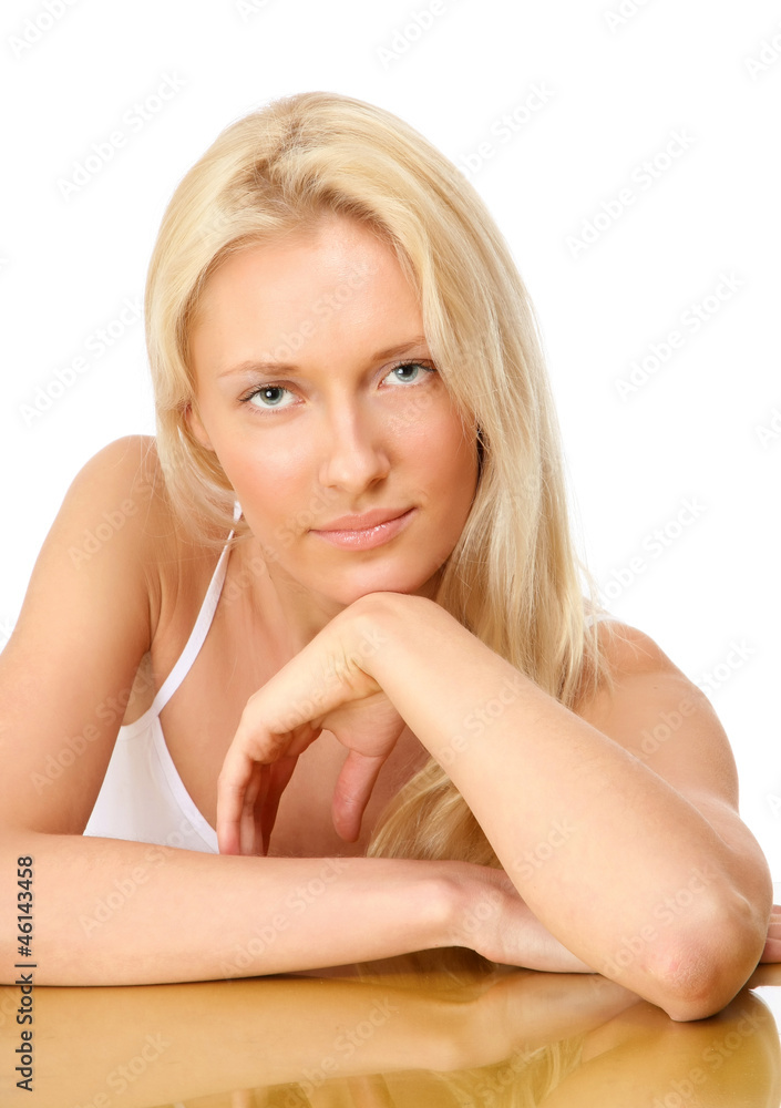 Portrait of the beautiful blonde with reflexion Portrait of the beautiful blonde with reflexion