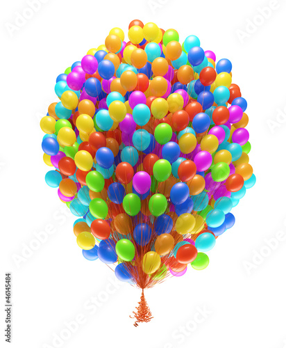 Big bunch of party balloons. Isolated on white background.