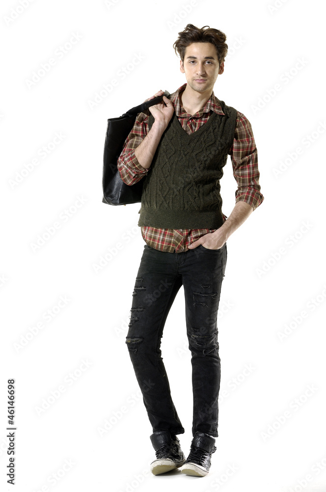 Full length young Casual man walking posing in the studio Full length young Casual man walking posing in the studio
