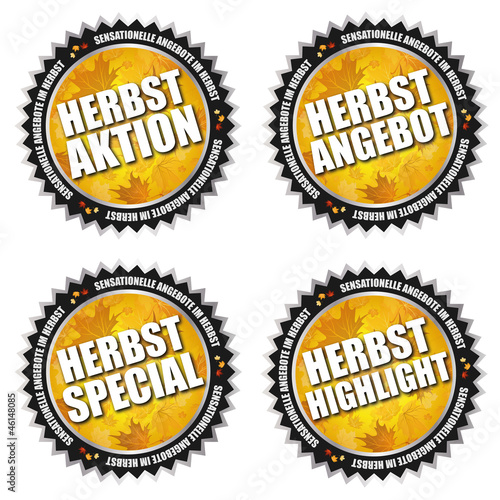 Herbst Button - Sale - Angebot - Special - Orange/Schwarz/Silber