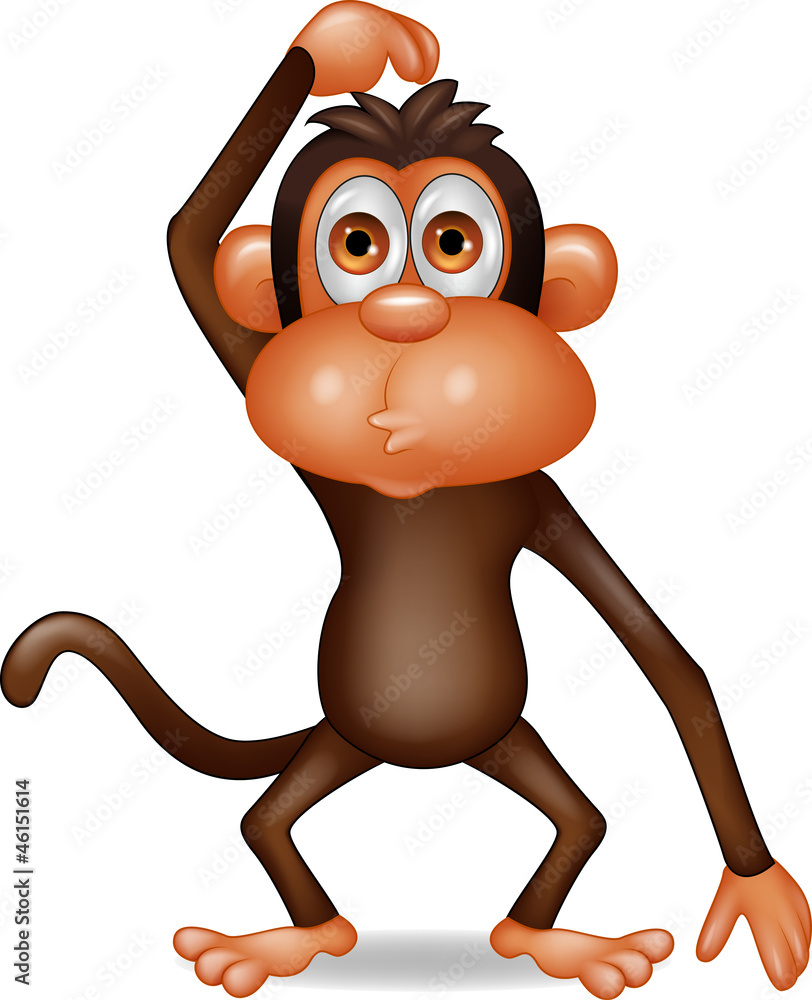 Naklejka premium Funny monkey thinking